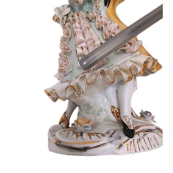 Antique German Amorous Dancing Couple Porcelain Figurine Waltz Beethovan Ca 1890 For Sale - Image 9 of 10