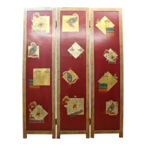 Three Panel Hand Painted Folding Screen