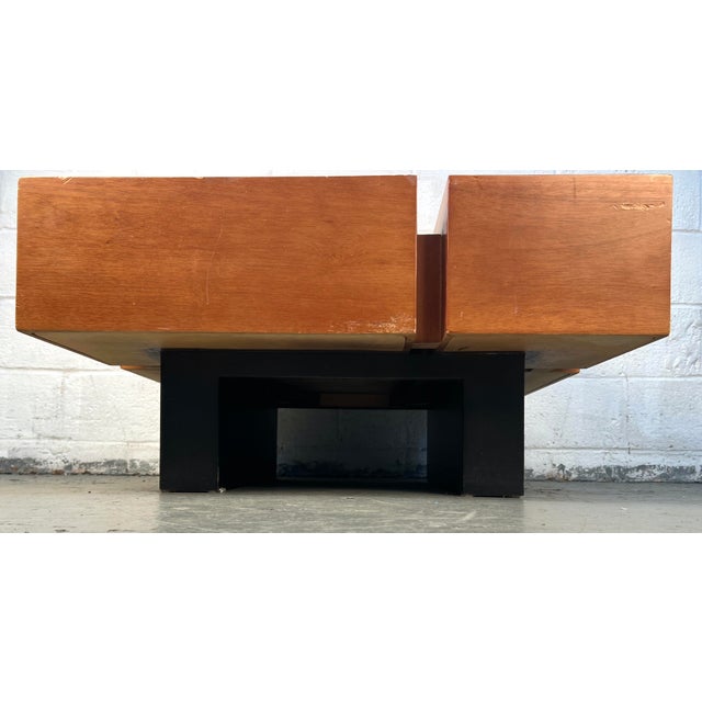 Late 20th Century Mid-Century Modern Style Square Wooden Coffee Table For Sale In New York - Image 6 of 13