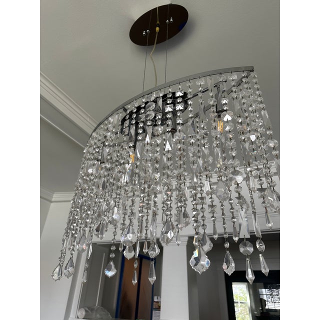Contemporary Cantoni Niagara 4 Light Crystal and Chrome Chandelier Unmarked For Sale - Image 3 of 5