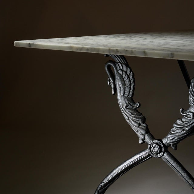 1930s French Art Deco Period Garden Table, Marble and Iron For Sale - Image 5 of 9