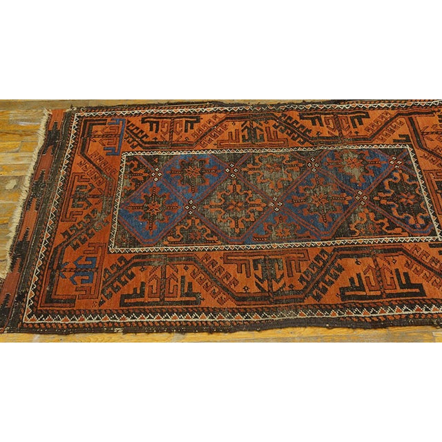 Tribal 1900s Brown Geometric Tribal Antique Baluch Turkman Rug 3' X 5'4" Handknotted Wool Carpet For Sale - Image 3 of 6