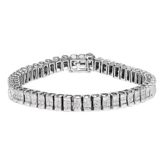 14K White Gold 3.0 Cttw Princess Cut Quad Invisible Set Tennis Bracelet (H-I Color, SI1-SI2 Clarity) - 7��� For Sale
