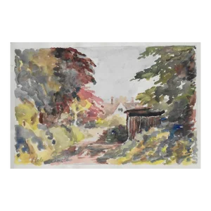 1945 Helen Smith English Village Watercolor