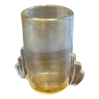 Large Vase in Gold and Iridescent Murano Glass, 1980s For Sale