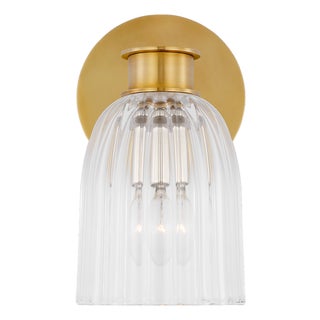 AERIN for Visual Comfort Signature Asalea Single Sconce in Hand-Rubbed Antique Brass with Clear Glass For Sale