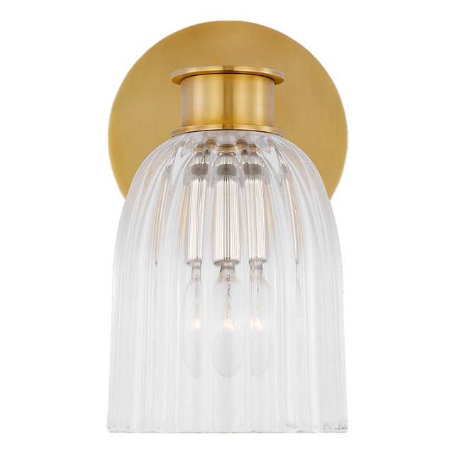 AERIN for Visual Comfort Signature Asalea Single Sconce in Hand-Rubbed Antique Brass with Clear Glass For Sale
