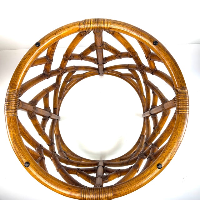 1960s McGuire Style Rattan Side Table Base With Geometric Lattice Frame For Sale - Image 10 of 10
