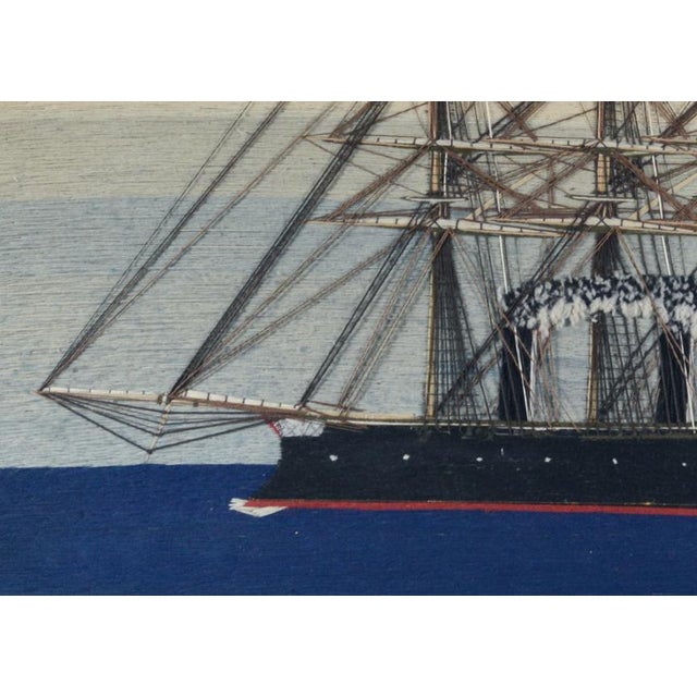 Blue British Sailor’s Woolwork of a Royal Navy Five-Masted Ironclad HMS Minotaur in Her Trials Rig, Minotaur Class For Sale - Image 8 of 9