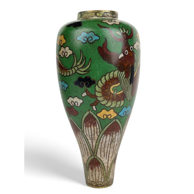 Japanese A Pair of Japanese Cloisonné Enamel Dragon Vase For Sale - Image 3 of 12