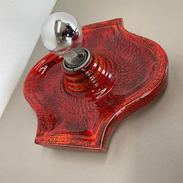 Red Ceramic Fat Lava Wall Lights attributed to Hustadt Lights, Germany, 1970s, Set of 2 For Sale - Image 13 of 18
