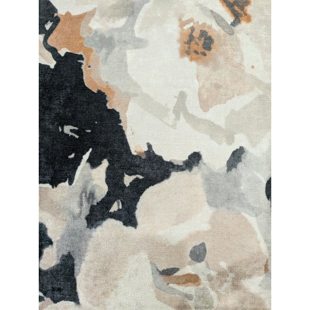 2020s Fabricut "Perseids" Charcoal Watercolor Floral Velvet Fabric- 7.8 Yards For Sale - Image 5 of 9