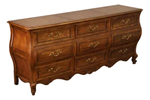 Baker Furniture Company Burl Wood Long Bombe Dresser
