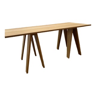 Simple White Oak Saw Horse Desk For Sale