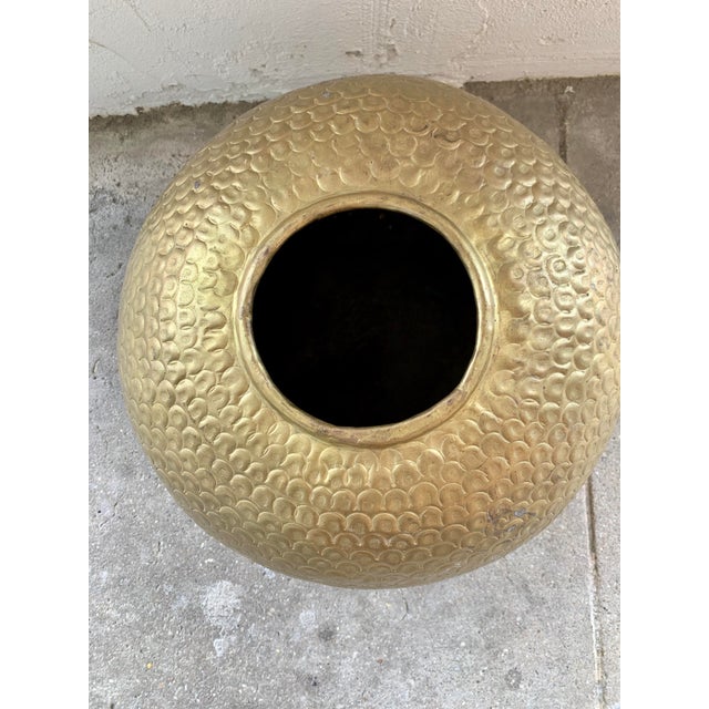 Mid 20th Century Large Hammered Brass Planter or Vase, Mid 20th Century, Indian For Sale - Image 5 of 10