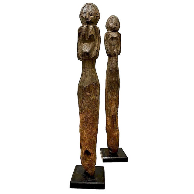 Mid 20th Century Vintage Hand Carved African Figures - a Pair For Sale - Image 5 of 8