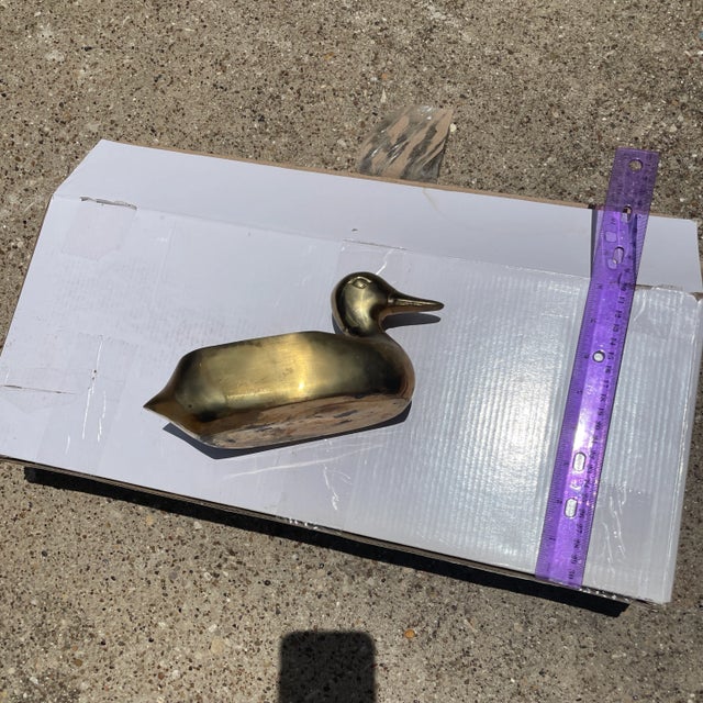 Vintage Mid-Century Modern Brass Duck Planter Decor For Sale - Image 4 of 7