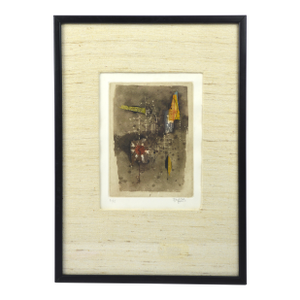 Johnny Friedlaender Surrealist Etching Signed Framed
