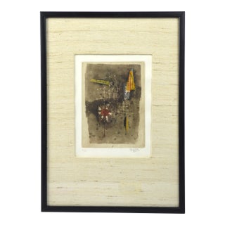 Surrealist Color Etching Signed Johnny Friedlaender Framed For Sale