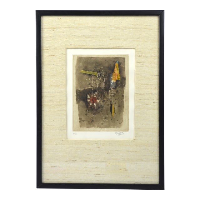 Surrealist Color Etching Signed Johnny Friedlaender Framed For Sale
