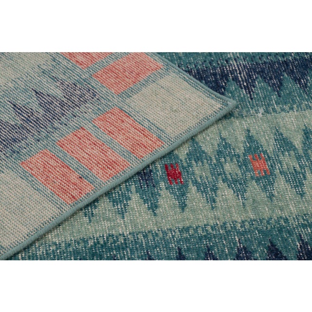 Forest Green Contemporary Scandinavian Style Geometric Distressed Rug by Rug & Kilim, India For Sale - Image 8 of 10