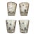1960s Mid Century Modern Rumpus Set by Federal Glass Company in Box 4 Shot Glasses- 3 Snowflake & 1 Bird For Sale