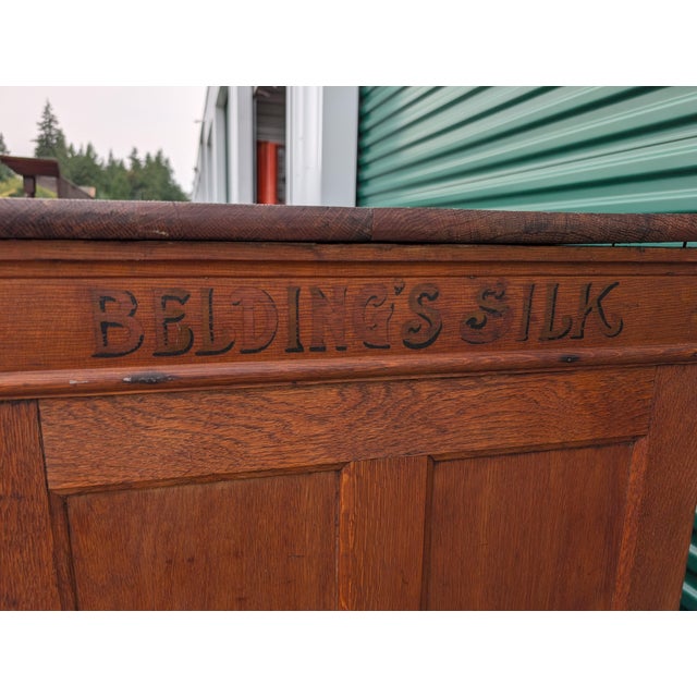 Brown Antique Belding Bros. & Co. Oak Silk Spool Mercantile Cabinet, Circa 1900 For Sale - Image 8 of 18