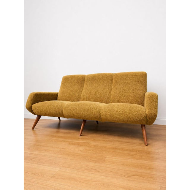 Mid-Century Modern Mid-Century Three Seater Sofa in Bouclé Senape by Marco Zanuso, 1950s For Sale - Image 3 of 6