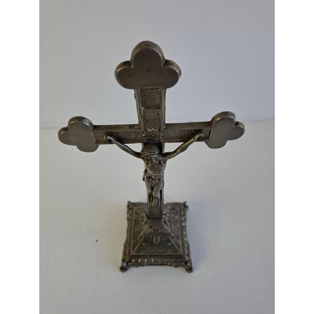 Antique Czechoslovak Neo-Gothic Cast Iron Table Crucifix, 1900s For Sale - Image 3 of 18
