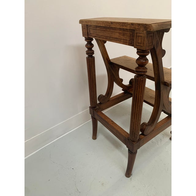 19th Century Stained Wood Library Staircase For Sale - Image 3 of 12