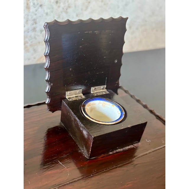 Antique Rosewood Desk Stand Inkwell Set Silver Mounted Writing Stand For Sale - Image 9 of 12