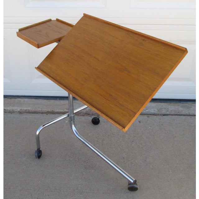 Mid-Century Modern HMN Danecastle Teak Chrome Music Stand Danish Modern For Sale - Image 3 of 12