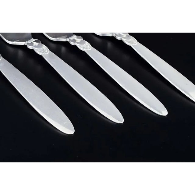 Large Sterling Silver Dinner Forks in the Cactus Pattern from Georg Jensen, 1940s, Set of 4 For Sale - Image 3 of 5