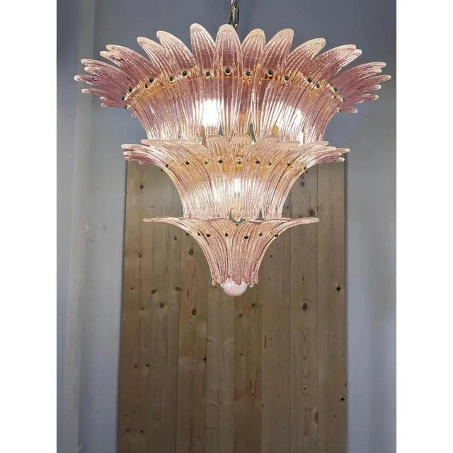 Pink Palmette Murano Glass Chandeliers by Simoeng for Simoeng, Set of 2 For Sale - Image 6 of 8