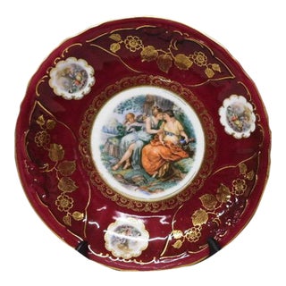 Vintage Mitterteich Bavaria 10.5" Cabinet Plate – Gilded Neoclassical "Courting Couple" Scene For Sale