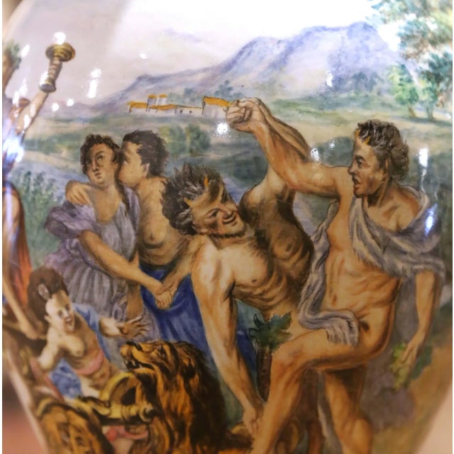 Pair of 19th Century Italian Capodimonte Majolica Ewers With Bacchic Scenes For Sale - Image 13 of 15