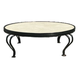 Vintage Round Stone Top Coffee Table For Sale