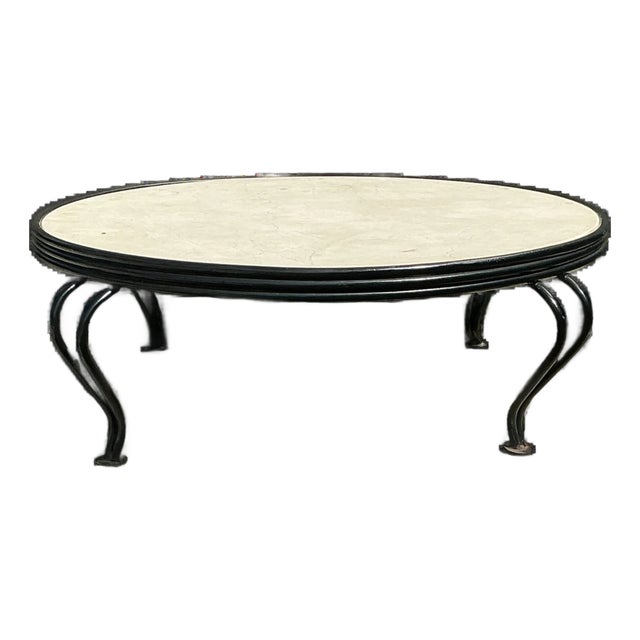 Vintage Round Stone Top Coffee Table For Sale