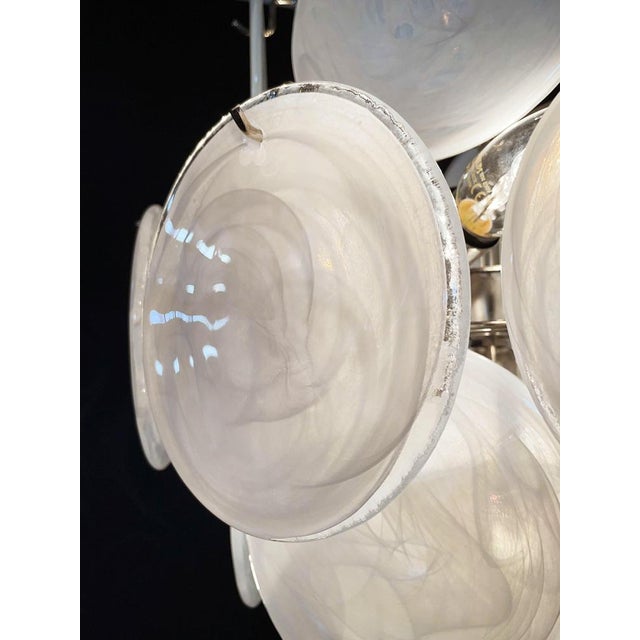 Vintage Italian Murano Chandelier with 24 White Disks, 1980s For Sale - Image 14 of 18