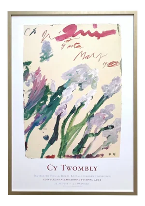 Cy Twombly Abstract Expressionist Lithograph Print Large Framed Exhibition Poster " Nicola's Iris, Gaeta " 1990