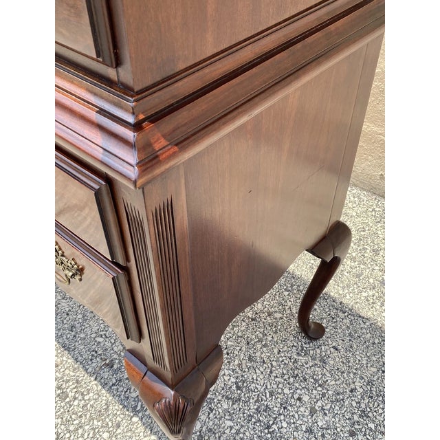 Vintage Thomasville Queen Anne Style Cherry Wood Highboy Tall Chest Dresser For Sale - Image 11 of 12