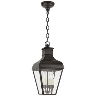 Chapman & Myers for Visual Comfort Signature Fremont Medium Hanging Lantern in French Rust with Clear Glass For Sale