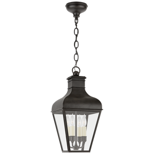 Chapman & Myers for Visual Comfort Signature Fremont Medium Hanging Lantern in French Rust with Clear Glass