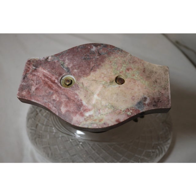 Antique Dore Bronze Marble Victorian Centerpiece Jardiniere Cut Crystal Bowl For Sale - Image 9 of 12