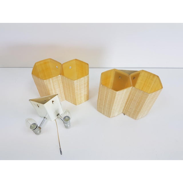 Molecular Double Light Honeycomb Flush Mounts in Fiberglass, 1950s, Set of 2 For Sale - Image 15 of 18