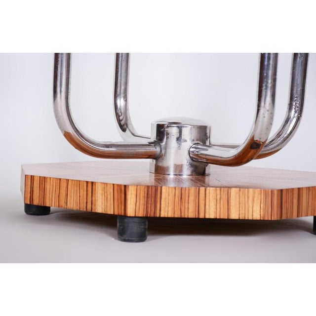 Bauhaus Chrome and Zebrano Wood Flower Stand attributed to Mücke-Melder, Czechoslovakia, 1930s For Sale - Image 6 of 8
