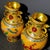 Pair of Monumental Chinese Yellow Cloisonné Dragon & Phoenix Vases - 24.7 LBS Total For Sale - Image 9 of 10