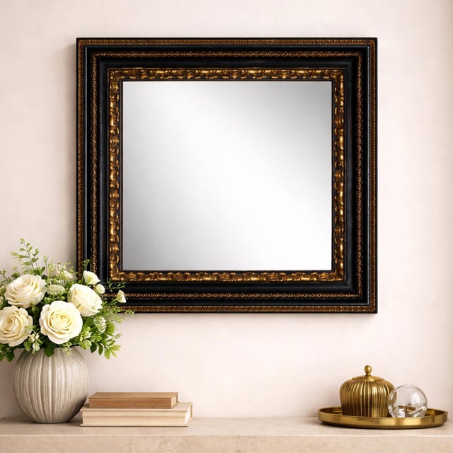 Vintag Giltwood Mirror with Dark Patinated Frame in the style of Salvator Rosa, Italy, Late 20th Century For Sale - Image 4 of 5