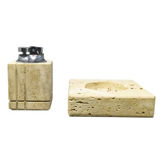 Travertine Smoking Set by Enzo Mari for Fratelli Mannelli, 1970s, Set of 2 For Sale