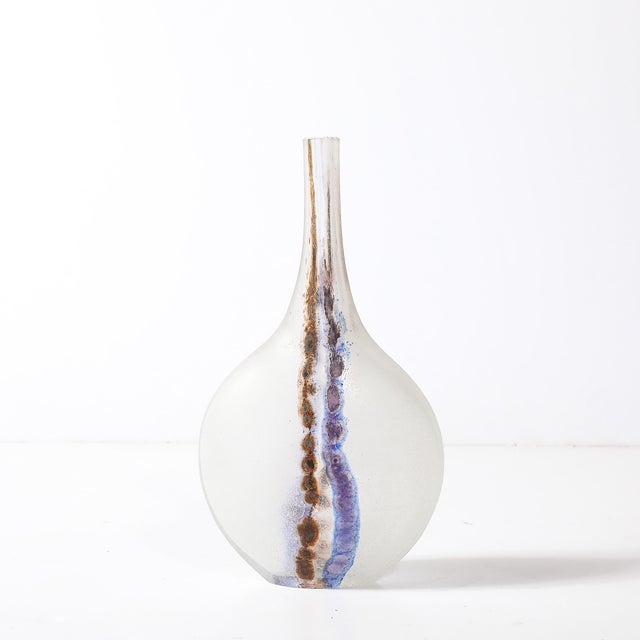 Mid-Century Modernist Hand-Blown Murano Scavo Glass Vase Signed Alfredo Barbini For Sale - Image 10 of 12